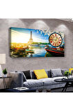 Eiffel Manzara 100 X 50 Cm Saatli Kanvas Tablo