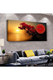 Gün Batımı Manzara 100 X 50 Cm Saatli Kanvas Tablo