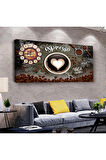 Espresso Kahve 100 X 50 Cm Saatli Kanvas Tablo