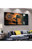 Gün Batımı Manzara 100 X 50 Cm Saatli Kanvas Tablo