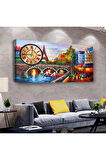 Eiffel Manzara 100 X 50 Cm Saatli Kanvas Tablo