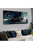 120x60 Saatli Spor Araba Kanvas Tablo