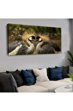 120x60 Saatli Aşk Kuşları Kanvas Tablo