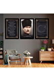 Beyaz Ahşap Çerçeveli Mustafa Kemal Atatürk Tablo