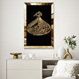 GOLD  AYNALI PLEKSİ ÇERÇEVELİ SİYAH TEMA ÜZERİNE GOLD YAZILI DİNİ MOTİFLİ TABLO