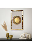 GOLD AYNALI PLEKSİ ÇERÇEVELİ BEYAZ ARKA PLANLI GOLD DAİRE GÖRSELİ TABLO