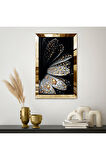GOLD AYNALI PLEKSİ ÇERÇEVELİ ÇİĞ DAMLASI ÇİÇEK GÖRSELİ TABLO