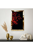 GOLD AYNALI PLEKSİ ÇERÇEVELİ KIRMIZI SONBAHAR  MODERN  SOYUT TABLO