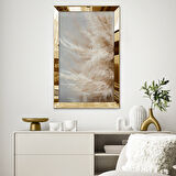 GOLD AYNALI PLEKSİ ÇERÇEVELİ ALTIN SARISI GRİ ZARİF MİNİMAL SOYUT ÇİZİM TABLO
