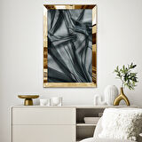 GOLD AYNALI PLEKSİ ÇERÇEVELİ ESTETİK TARZDA SİYAH TÜL TABLOSU