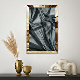 GOLD AYNALI PLEKSİ ÇERÇEVELİ ESTETİK TARZDA SİYAH TÜL TABLOSU