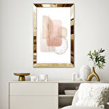 GOLD AYNALI PLEKSİ ÇERÇEVELİ MİNİMALİST SOYUT ŞEKİLLER TABLOSU