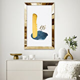 GOLD AYNALI PLEKSİ ÇERÇEVELİ MAVİ VE ALTIN RENKLİ DESENLİ ŞEKİLLER TABLOSU