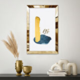 GOLD AYNALI PLEKSİ ÇERÇEVELİ MAVİ VE ALTIN RENKLİ DESENLİ ŞEKİLLER TABLOSU