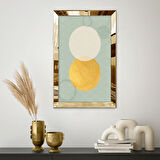 GOLD AYNALI PLEKSİ ÇERÇEVELİ DESENLİ GÜNEŞ VE AY SOYUT TASARIM TABLOSU
