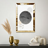 GOLD AYNALI PLEKSİ ÇERÇEVELİ MODERN TARZDA DESENLİ SİYAH AY TABLOSU