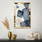 GOLD AYNALI PLEKSİ ÇERÇEVELİ MAVİ ŞEKİLLİ SOYUT TASARIM TABLOSU