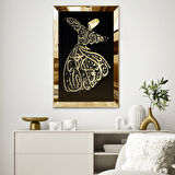 GOLD AYNALI PLEKSİ ÇERÇEVELİ SEMAZEN MOTİFLİ TABLOSU