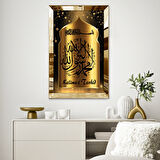 GOLD AYNALI PLEKSİ ÇERÇEVELİ ARAPÇA KELİMEİ TEVHİD  TABLOSU
