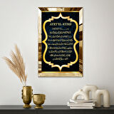 GOLD AYNALI PLEKSİ ÇERÇEVELİ ARAPÇA AYETEL KÜRSİ DUASI TABLOSU