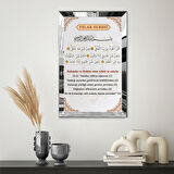 GÜMÜŞ  AYNALI PLEKSİ ÇERÇEVELİ FELAK SURESİ ARAPÇA TÜRKÇE YAZILI TABLO