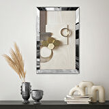 GÜMÜŞ AYNALI PLEKSİ ÇERÇEVELİ NÖTR DÜZENSİZ GRİ ALTIN GEOMETRİK ŞEKİLLİ ÇİZİM TABLO