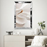 GÜMÜŞ AYNALI PLEKSİ ÇERÇEVELİ MODERN GRİ BEYAZ SARI ÇİÇEK DESENLİ ÇİZİM TABLO