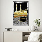 GÜMÜŞ AYNALI PLEKSİ ÇERÇEVELİ SİYAH SARI KABE DESENLİ ÇİZİM TABLO