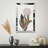 GÜMÜŞ AYNALI PLEKSİ ÇERÇEVELİ ALTIN VE SİYAH MİNİMAL ZARİF YAPRAKLAR TABLOSU