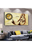 Hz Muhammed Lafzı Dini 120 X 60 Saatli Kanvas Tablo