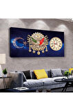 Osmanlı Tuğrası 120 X 60 Saatli Kanvas Tablo
