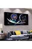Hz Muhammed Ve Allah Lafzı Dini 120 X 60 Saatli Kanvas Tablo