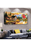 Yağlı Boya Görünümlü Resim 120 X 60 Saatli Kanvas Tablo