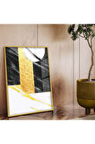 Gold Metal Çerçeveli Modern Çizim Kırılmaz Cam Tablo