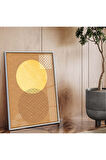 Gold Metal Çerçeveli Geometrik Desen Modern Çizim Kırılmaz Cam Tablo