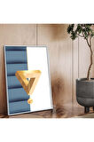 Gold Metal Çerçeveli Geometrik Çizim Soyut Tema Kırılmaz Cam Tablo
