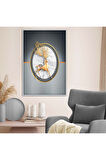 Gold Metal Çerçeveli Modern Çizim Geyik Tema Kırılmaz Cam Tablo