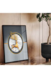 Gold Metal Çerçeveli Modern Çizim Geyik Tema Kırılmaz Cam Tablo
