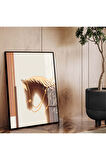 Gümüş Metal Çerçeveli Modern Çizim At Figür Kırılmaz Cam Tablo