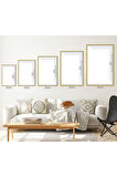 Gold Metal Çerçeveli Modern Çizim Soyut Tema Kırılmaz Cam Tablo