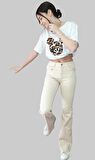 Bisiklet Yaka Mickey Baskılı Tshirt