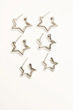 Kadın 3 Boy Yıldız Model  1.5 cm/ 2 cm / 2.5cm Küpe Seti zrk00593