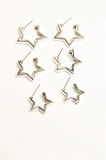 Kadın 3 Boy Yıldız Model  1.5 cm/ 2 cm / 2.5cm Küpe Seti zrk00593