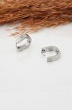Kadın Çelik Basic Geometrik 1.5  cm Elips Moldel Klipsli Küpe