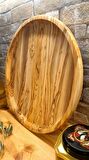 F&S WoodArt Zeytin ağacı El yapımı doğal ahşap Dekoratif servis tepsisi sunumluk tabak 30 cm