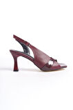 Klein Premium Kadın Bordo Rugan Detaylı Topuklu Sandalet