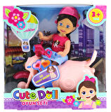 Eğlenceli Oyuncak Cute Doll Mini Bebek ve Pembe Vespa Kız Erkek Çocuk Eğitici