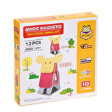 Eğitici Oyuncak JH8982 Birlik, Manyetik Geyik Blok Seti 12 Parça Kız Erkek Çocuk Eğitici Eğitici