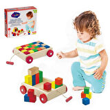 Kız Erkek Çocuk Oyuncak Renkli Küp Bloklu Kutulu Ahşap Çekçek Araba Kız Erkek Çocuk Eğitici Eğitici Oyun