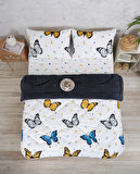 ETE HOMETEX ÇİFT KİŞİLİK LÜX WELSOFT YORGAN SETİ 195X215CM KELEBEK ANTRASİT 8696474231941